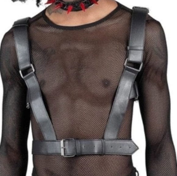 EUC Killstar L/XL Men's Age of Darkness Faux Leather Pentagram Buckle Harness - Picture 3 of 10